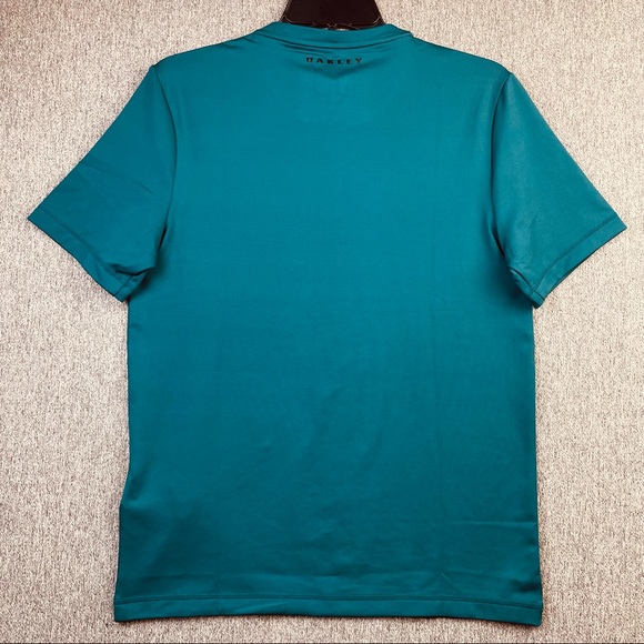 Oakley Ellipse Logo Rashguard SS Shirt Petrol Green Men’s Sz Small Athletic Slim - Picture 3 of 6